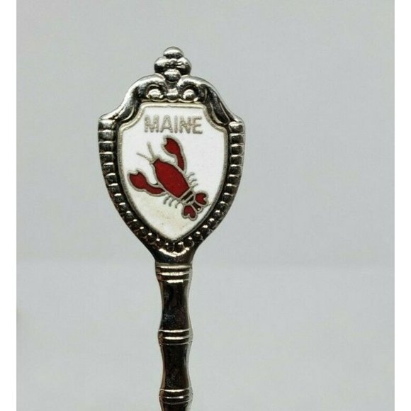 Lot Of 2 Bar Harbor Maine Lobster Embossed Graphic Silver Mini Spoon Collectible - Picture 8 of 12